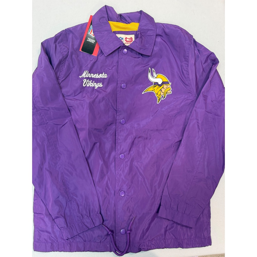 NFL Game Minnesota Vikings Coaches Jacket Purple Windbreaker Mens Small NWT